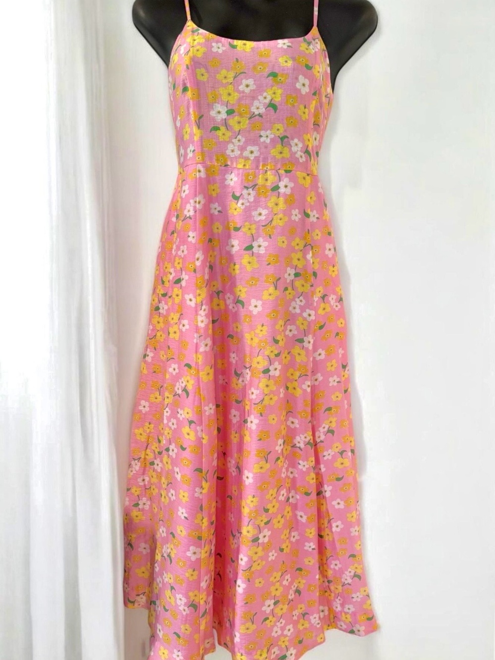 Floral Spaghetti-Strap Pink Maxi Dress